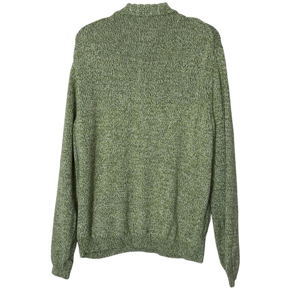 Express Cotton Cashmere Half Zip Sweater | Men’s L | Green Marled Knit Pullover - Picture 2 of 5
